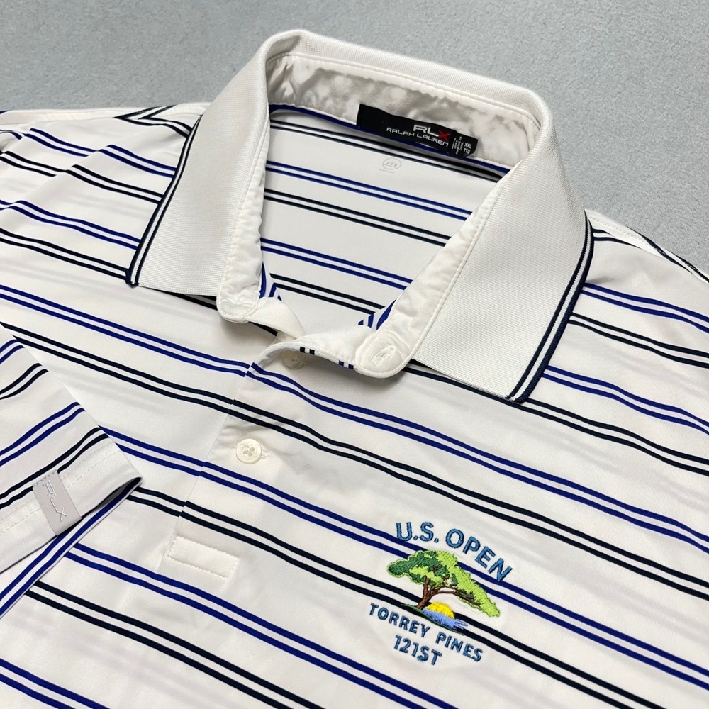 RLX Ralph Lauren US Open Torrey Pines 121st Golf Polo‎ Shirt Mens XXL White Blue